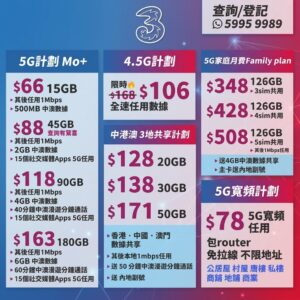 3HK 手機轉台 5G到寬頻 HIM